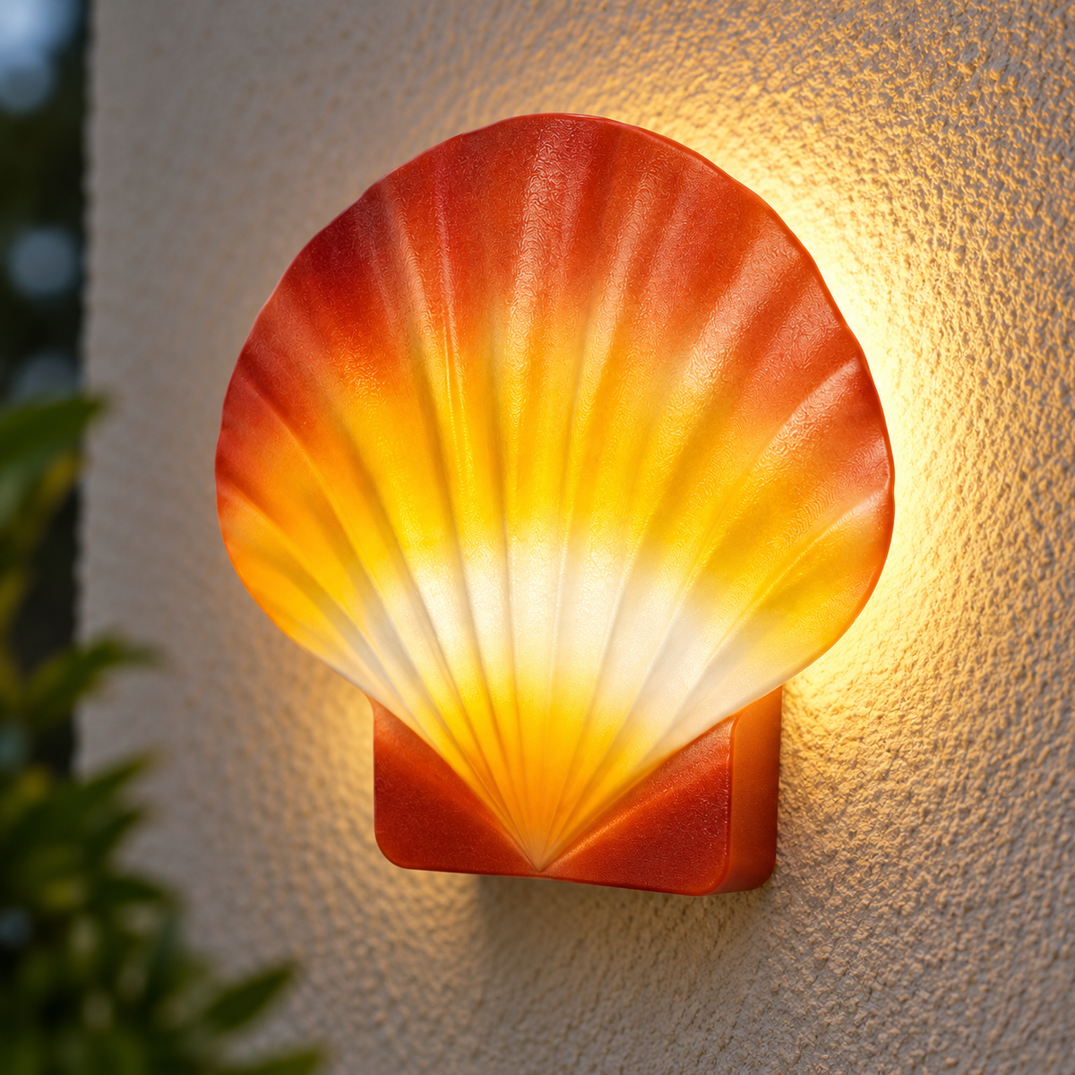 🐚 Wall | LED Resin Outdoor Homeowners | Shell Shape Glow