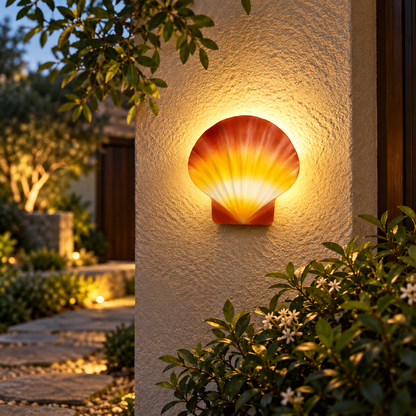 🐚 Wall | LED Resin Outdoor Homeowners | Shell Shape Glow