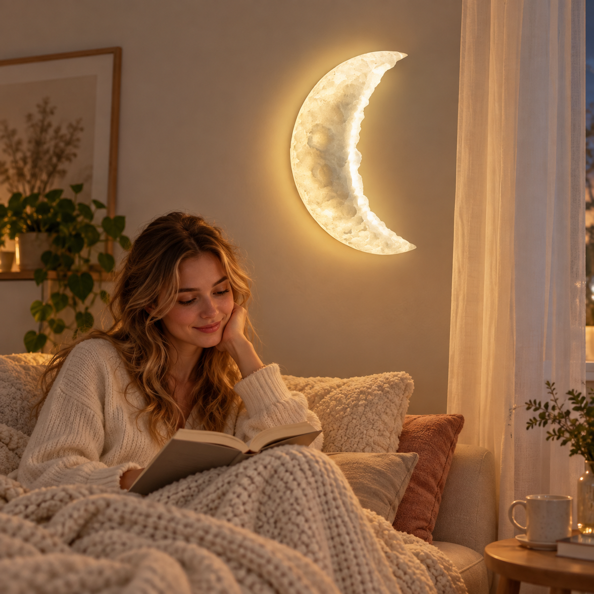 🌙 Wall | LED Resin Bedroom Kids | Crescent Moon Glow