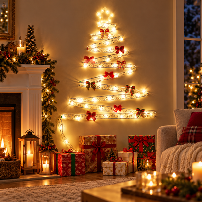 🎁 Ribbon | Copper Wire Office Kids | Wall Tree Warm Glow