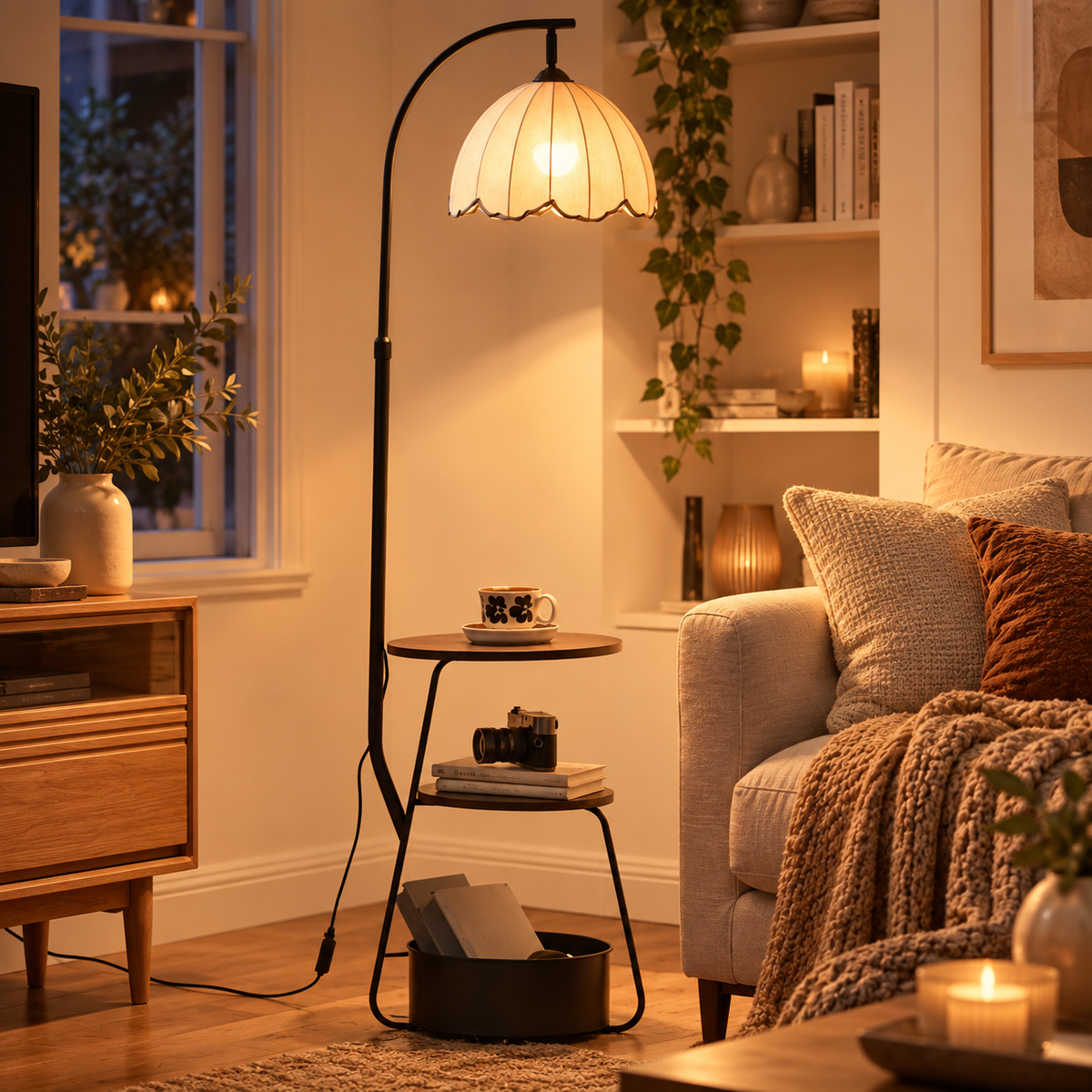 🕰️ Floor | Metal Fabric Living Readers | Tray Table Glow