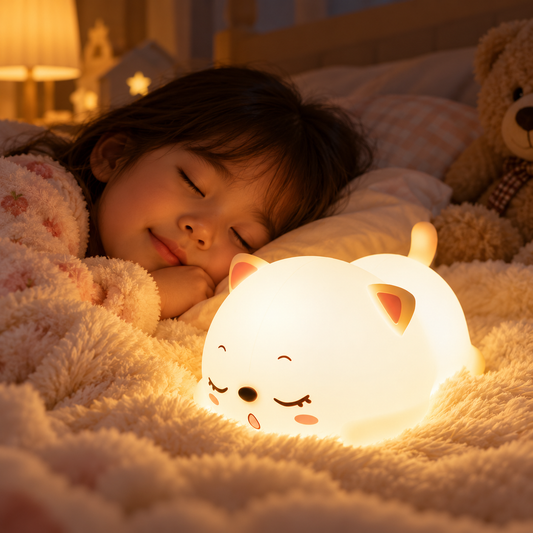 😻 Cat | Soft Silicone Nursery Kids | Sleepy Warm Glow