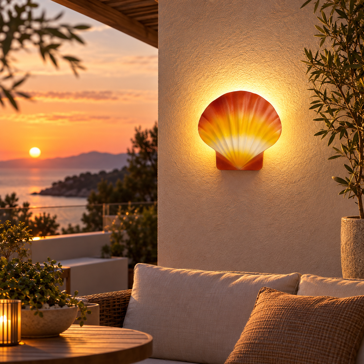 🐚 Wall | LED Resin Outdoor Homeowners | Shell Shape Glow