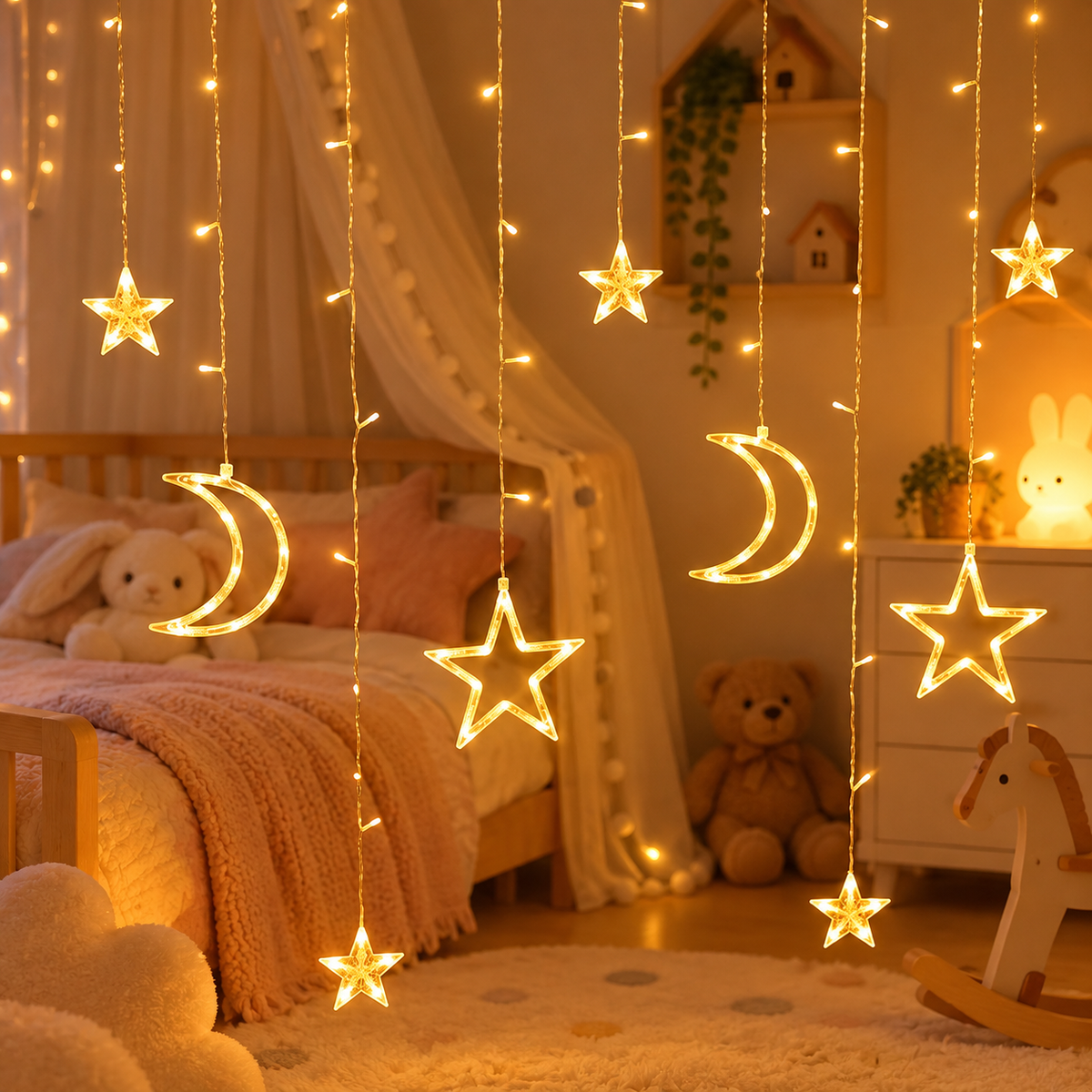 🎅 Christmas | Copper Wire Window Hosts | Star Moon Warm Glow