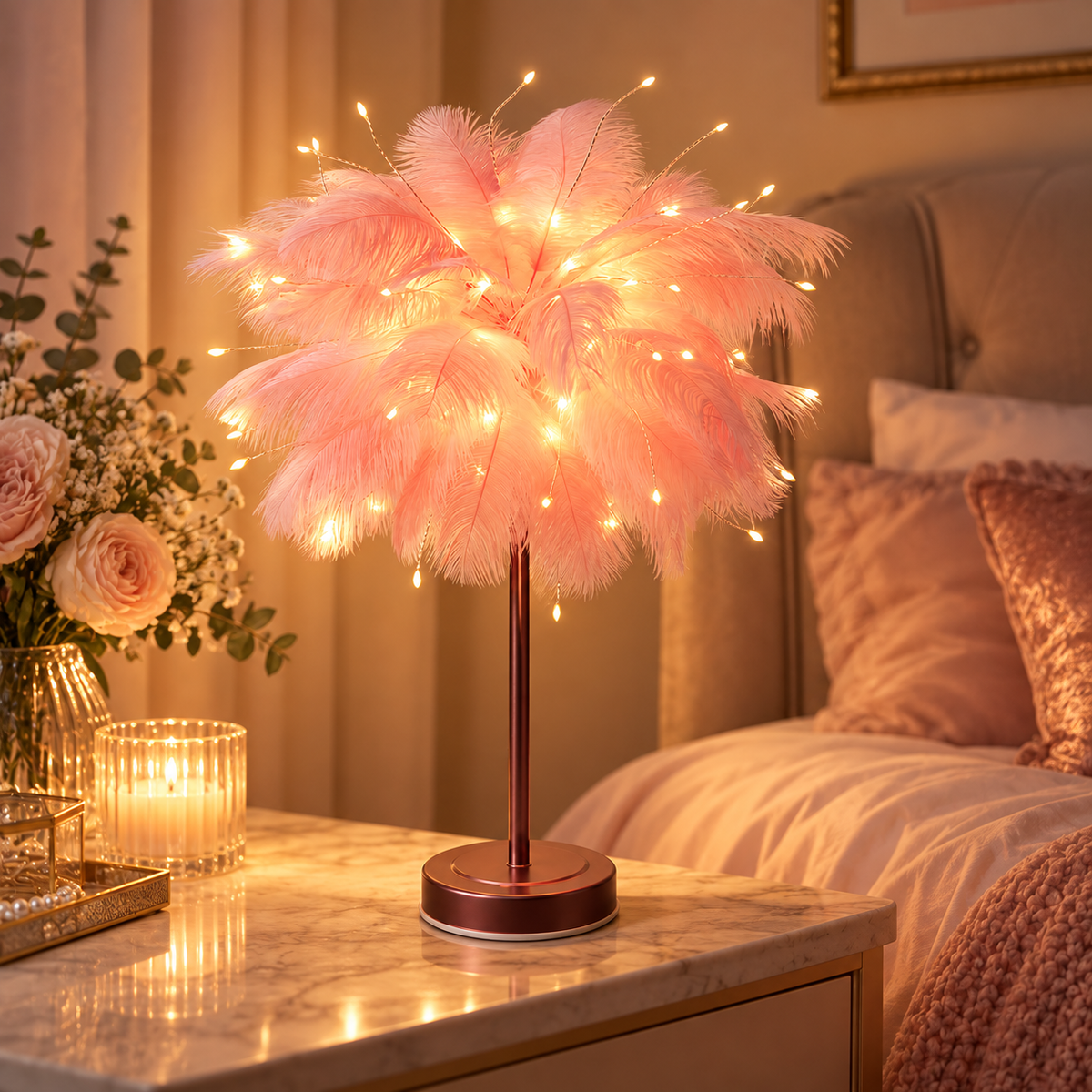 💕 Feather | Rose Gold Dorm Teens | Pink Fairy Warm Glow