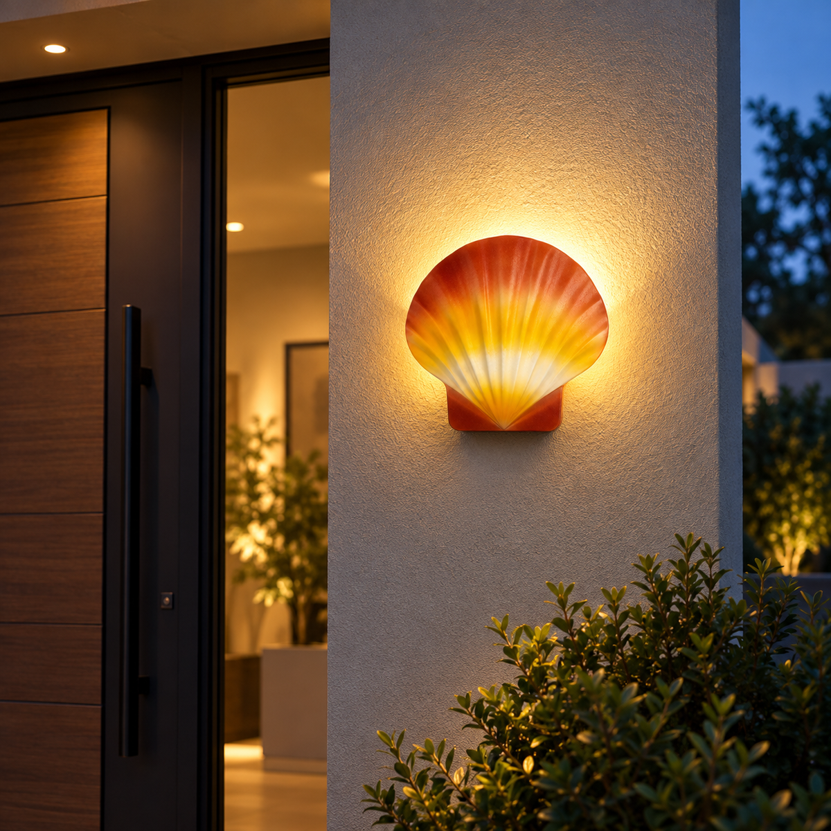 🐚 Wall | LED Resin Outdoor Homeowners | Shell Shape Glow