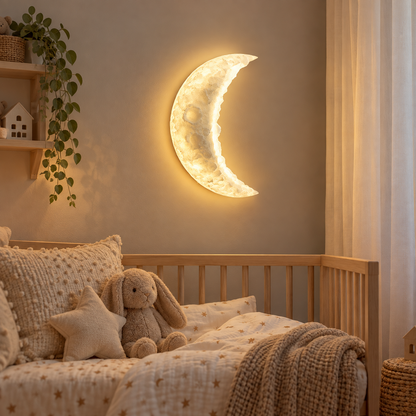 🌙 Wall | LED Resin Bedroom Kids | Crescent Moon Glow