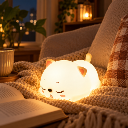 😻 Cat | Soft Silicone Nursery Kids | Sleepy Warm Glow