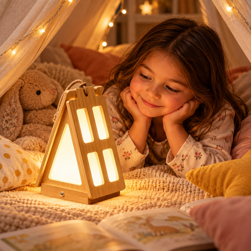 🛖 Cabin | Solid Wood Nursery Toddlers | Triangle Window Glow