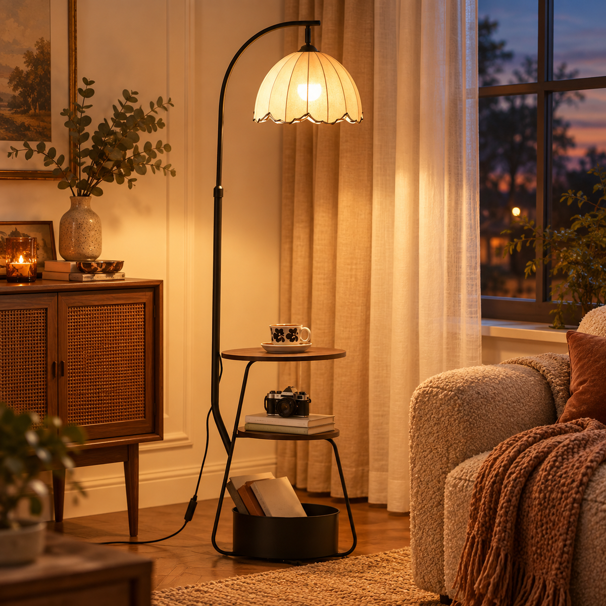🕰️ Floor | Metal Fabric Living Readers | Tray Table Glow