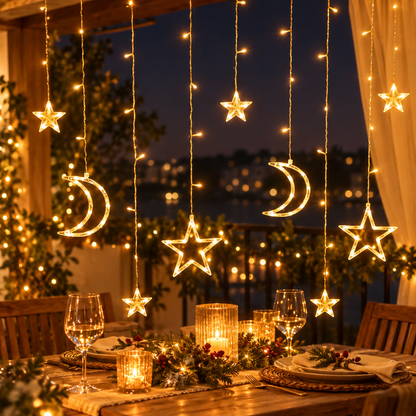 🎅 Christmas | Copper Wire Window Hosts | Star Moon Warm Glow