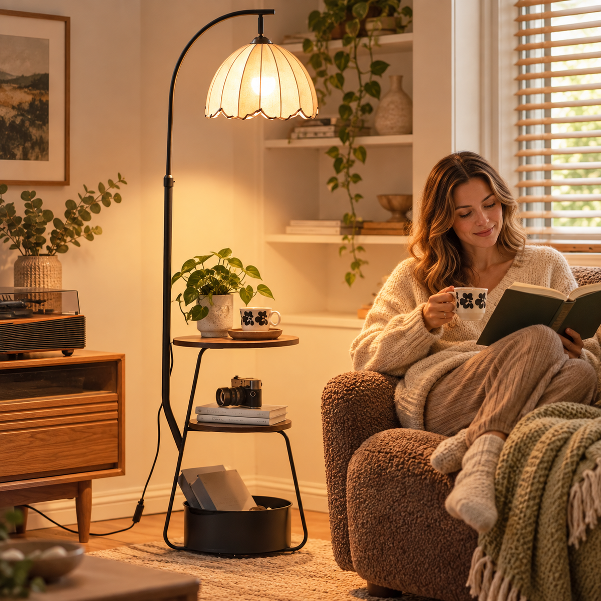 🕰️ Floor | Metal Fabric Living Readers | Tray Table Glow